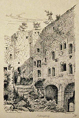Hohkœnigsbourg. Vista all'interno del castello (1847)