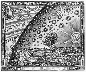 La gravure sur bois de Flammarion est une gravure anonyme parue en 1888 dans un livre de Camille Flammarion, L’Atmosphère : météorologie populaire. (définition réelle 1 157 × 1 046)