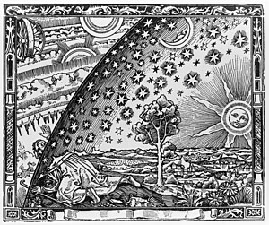 תחריט העץ פלאמאריון הוא תחריט עץ מהמאה ה-19 ומתאר אדם המשרבב את ראשו אל מאחורי הקלעים של השמיים הזרועי כוכבים.