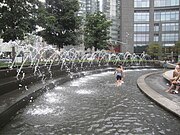 The fonteinen bij de Columbus Circle in New York.