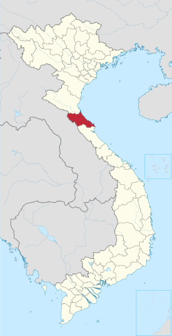 ที่ตั้งของจังหวัดห่าติ๋ญ (สีแดง) ในประเทศเวียดนาม