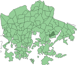 Position of Itäkeskus within Helsinki