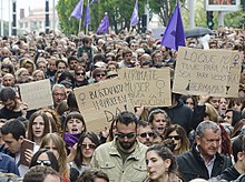 Protest against La Manada sexual abuse case sentence, Pamplona, 2018 Iruneko bortxaketaren auzia 5.jpg