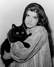 Кетрін Росс з котом у 1966 році