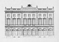 Zeichnung von 1854 des alten Königlichen Postamts in 192 Nieuwezijds Voorburgwal, abgerissen 1897
