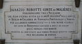 Plakette auf dem Grab von Ignazio Ribotti