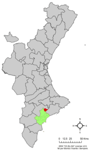 Localização do município de La Torre de les Maçanes na Comunidade Valenciana