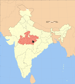 Location of Mandla district in Madhya Pradesh