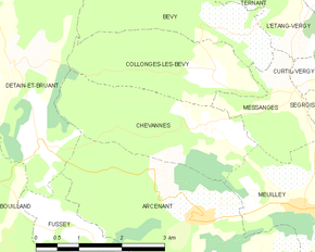 Poziția localității Chevannes