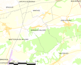 Mapa obce Moras-en-Valloire