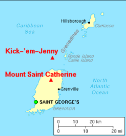 Major volcanoes of Grenada. Map grenada volcanoes.png