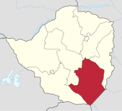 Masvingon maakunnan sijainti Zimbabwen kartalla.