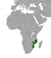 Location map for Mozambique and Portugal.