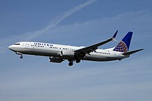 N62895, the Boeing 737-900ER involved as flight UAL 1118 N62895 Boeing 737-900 ER United Airlines Los Angeles 23Feb19.jpg