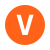 The letter V on an orange circle