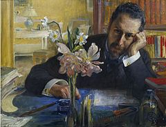 Oscar Levertin porträtterad 1906 av Carl Larsson.