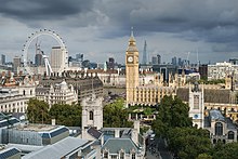 London, the capital of England and the United Kingdom, and the largest metropolitan area in Western Europe Palace of Westminster from the dome on Methodist Central Hall.jpg