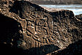 Native Indian petroglyphs in the Columbia River Gorge near The Dalles Dam.