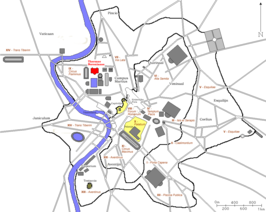 Locatie van de Thermen van Nero (in rood)