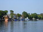 Hamn med turistbåtar