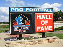 Sign at the old entrance to the Pro Football Hall of Fame Pro Football Hall of Fame sign.JPG