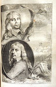 Paulus Potter (en bas à gauche) et Jacob van der Does (en haut à gauche) par Arnold Houbraken.