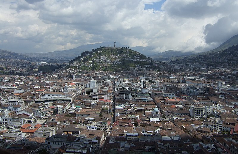 Panoramic view of San Francisco de Quito, Ecuador.