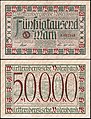 50 Tausend Mark Notgeldschein der Württembergischen Notenbank (1923)