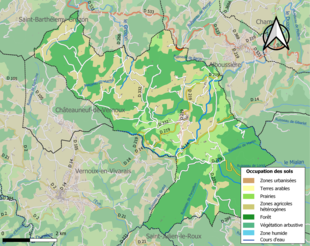 Carte en couleurs présentant l'occupation des sols.