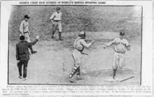 Dugan scores the first run. 1922 World Series first run newspaper photo.png