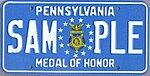 Номерной знак Пенсильвании 1987 года Medal of Honor sample.jpg