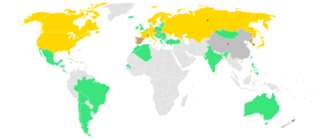 Carte du monde des nations participants aux Jeux.