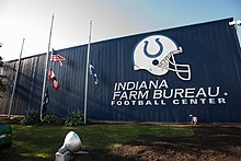 The Indiana Farm Bureau Football Center houses administrative and training offices for the Indianapolis Colts.