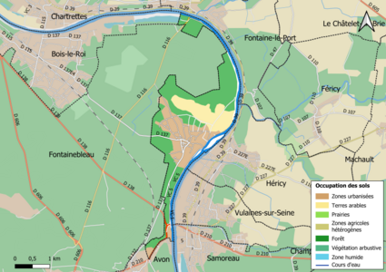 Carte des infrastructures et de l'occupation des sols en 2018 (CLC) de la commune.