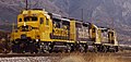 Atchison, Topeka and Santa Fe Railway engines running light on Cajon Pass
