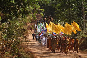Dhammayietra, an annual peace march in Lampatao, Cambodia at Thailand border against communal violence. Action to stem violence.jpg