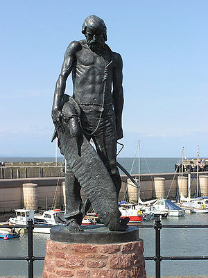 A statue of the Ancient Mariner at Watchet Har...