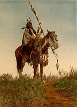 tableau représentant un cavalier amérindien à cheval