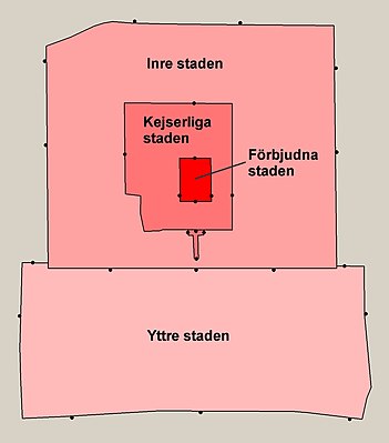 Kartposition Ming och Qingdynastins Peking