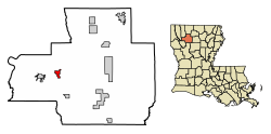 Location of Jamestown in Bienville Parish, Louisiana.