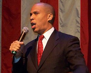 Cory Booker at a Barack Obama campaign rally i...