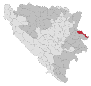 Lage der Gemeinde Bratunac in Bosnien und Herzegowina (anklickbare Karte)