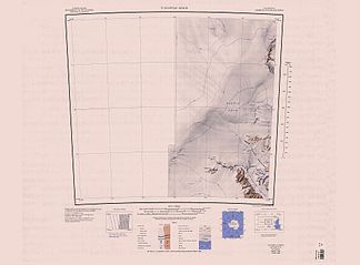 Kartenblatt Turnstile Ridge von 1963 (Neuauflage 1988); Turnstile Ridge im Süden der Karte, in der Mitte das Darwin-Firnfeld