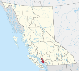 Sunshine Coast Regional Districts läge i British Columbia.