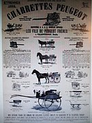 Publicité de charrettes Peugeot de 1892