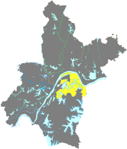 武漢市中の洪山区の位置