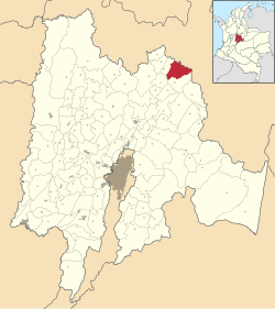 Location of the municipality and town inside Cundinamarca Department of Colombia