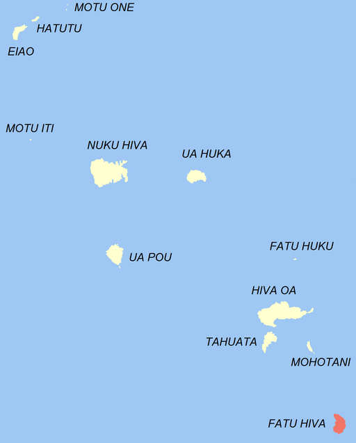 Location of the commune (in red) within a Marquesas Islands