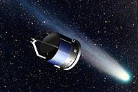 Artist's impression of Giotto spacecraft approaching Halley's Comet Giotto spacecraft.jpg