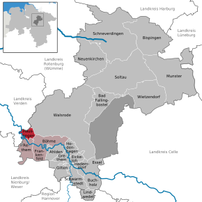 Poziția Häuslingen pe harta districtului Heidekreis